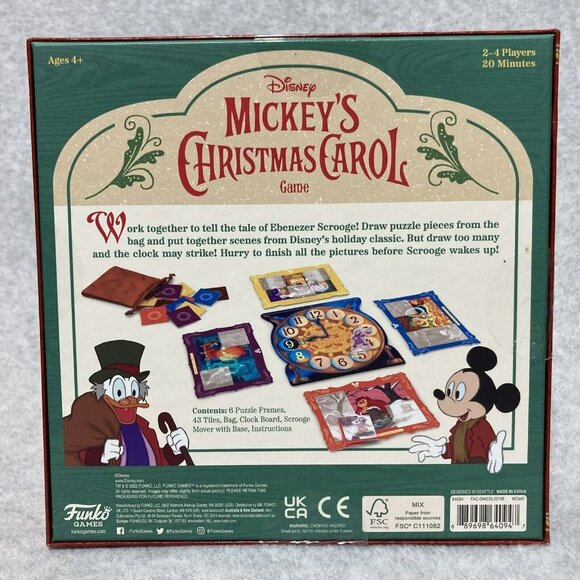 2022 Disney Mickey's Christmas Carol Holiday Game By Funko 2-4 players Ages 4+ - Picture 2 of 6